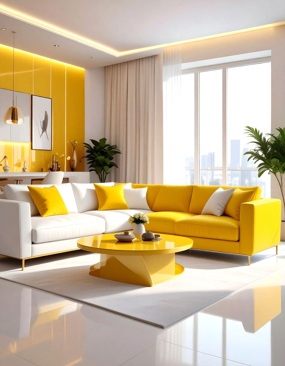 Contemporary yellow living room - 30 yellow and white living room ideas