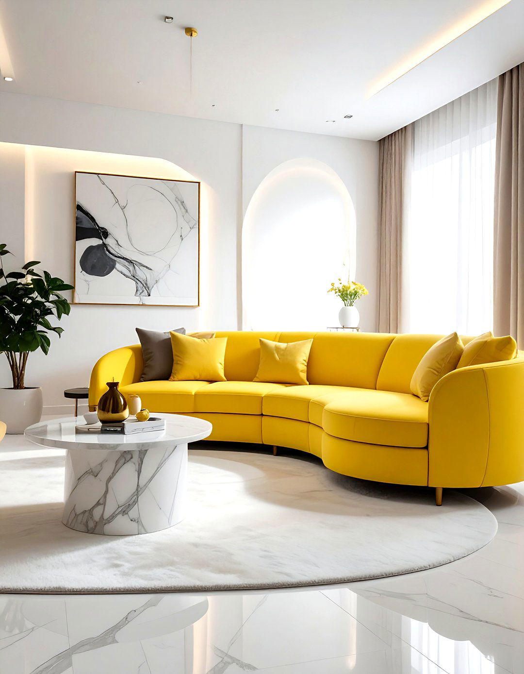 Contemporary yellow living room - 30 yellow living room decor ideas