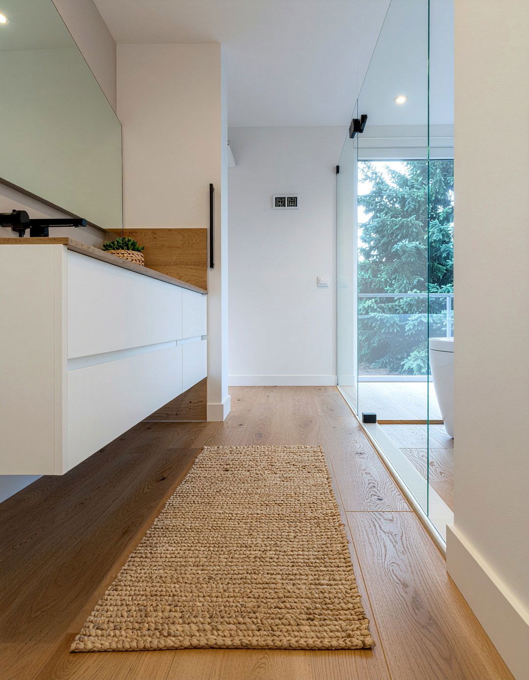 Continuous floor material - 30 bathroom depth ideas