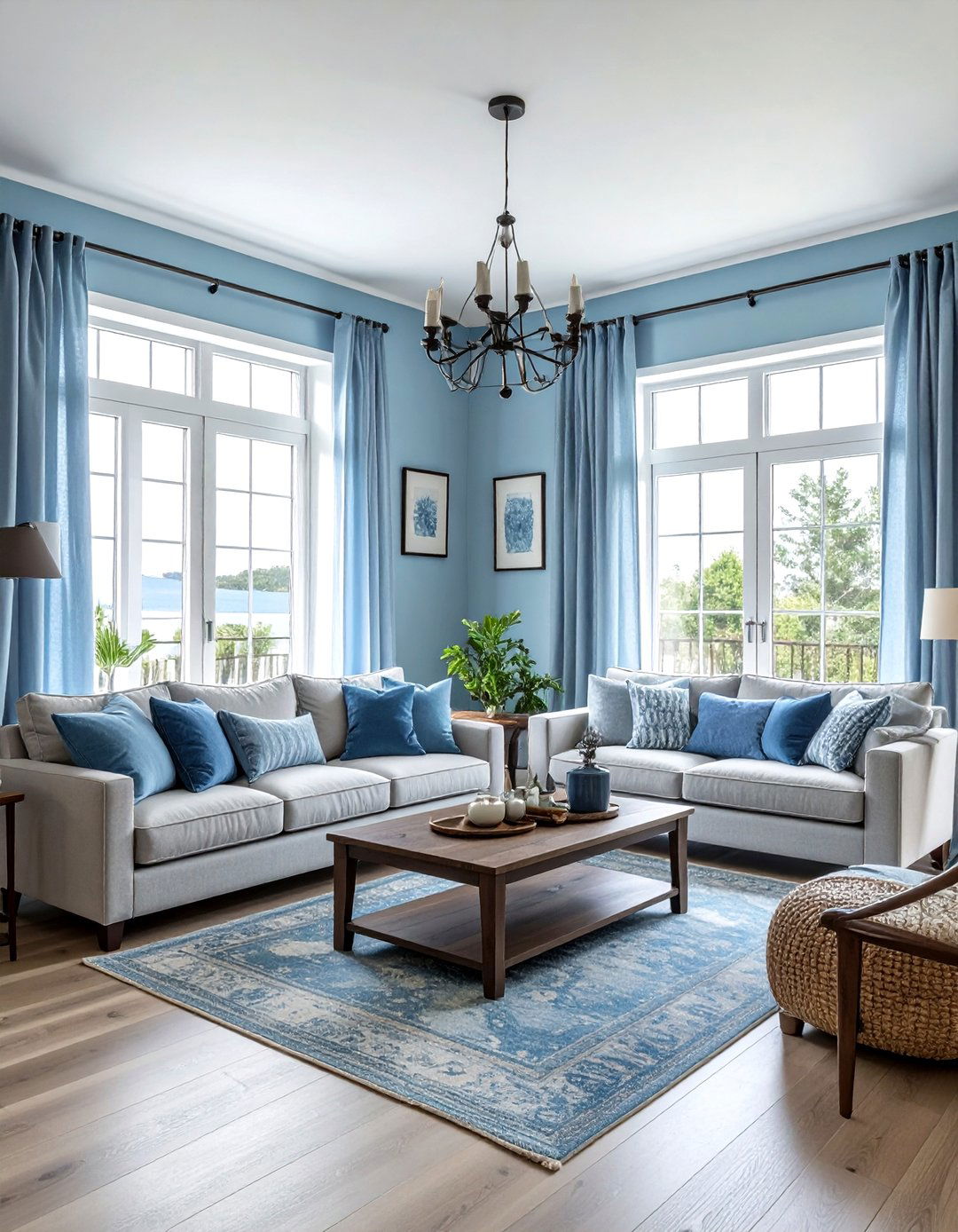 Cool Blue And Pale Gray Living Room - 30 blue and gray living room ideas