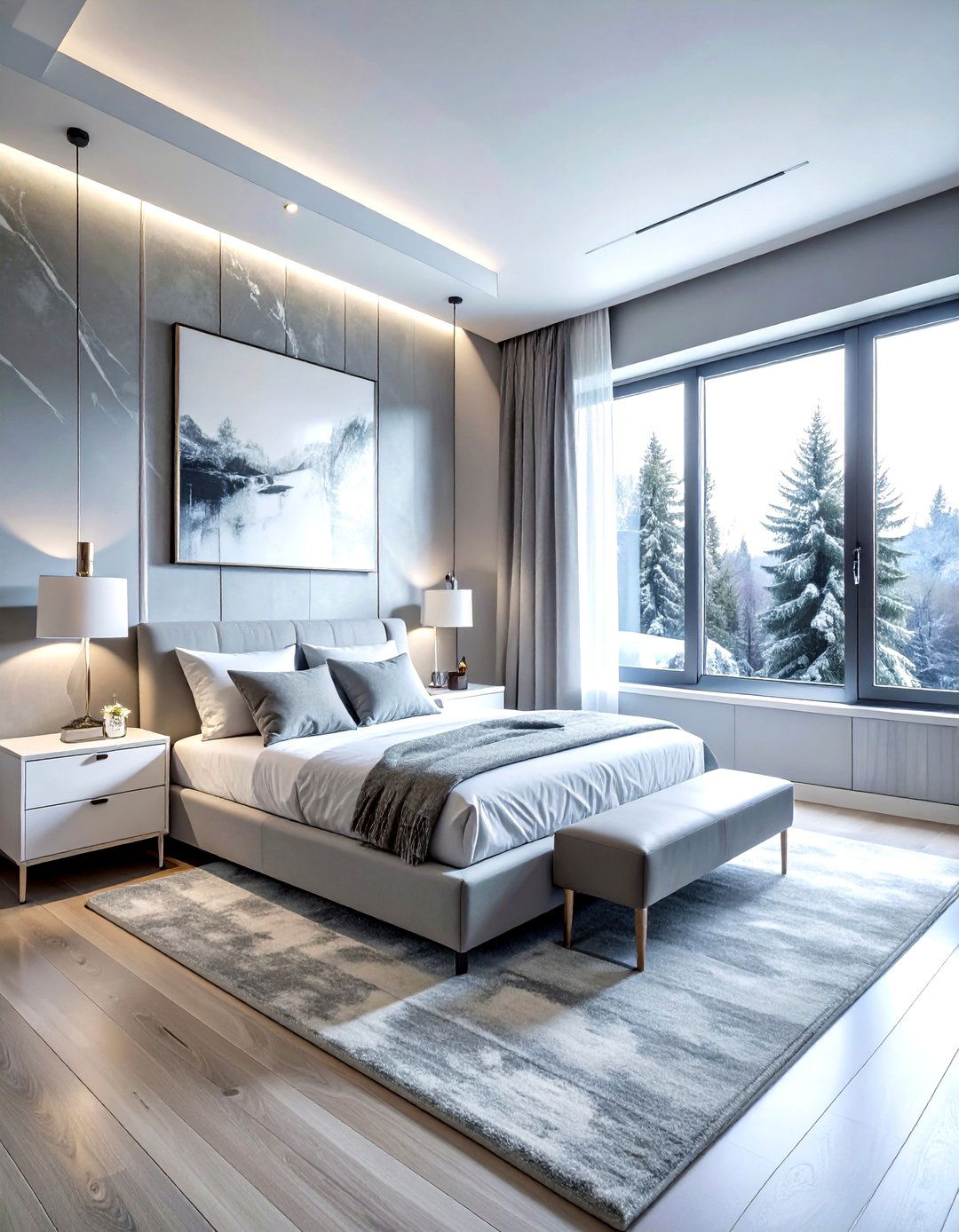 Cool toned grey bedroom - 30 minimalist grey bedroom ideas