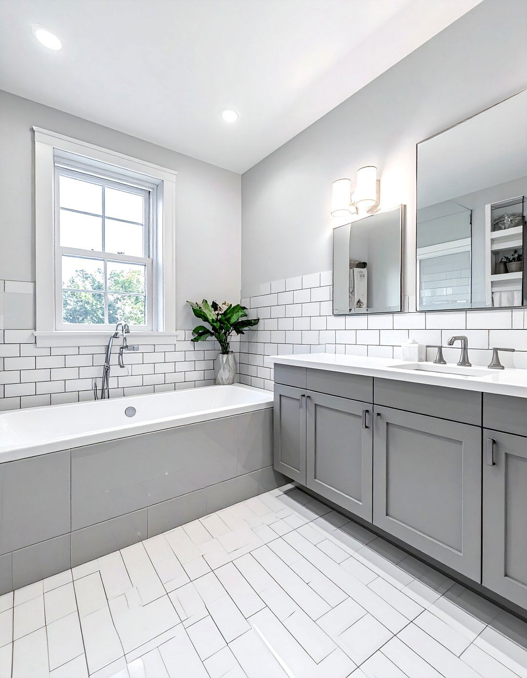 Cool white subway tile - 30 cool tone bathroom ideas