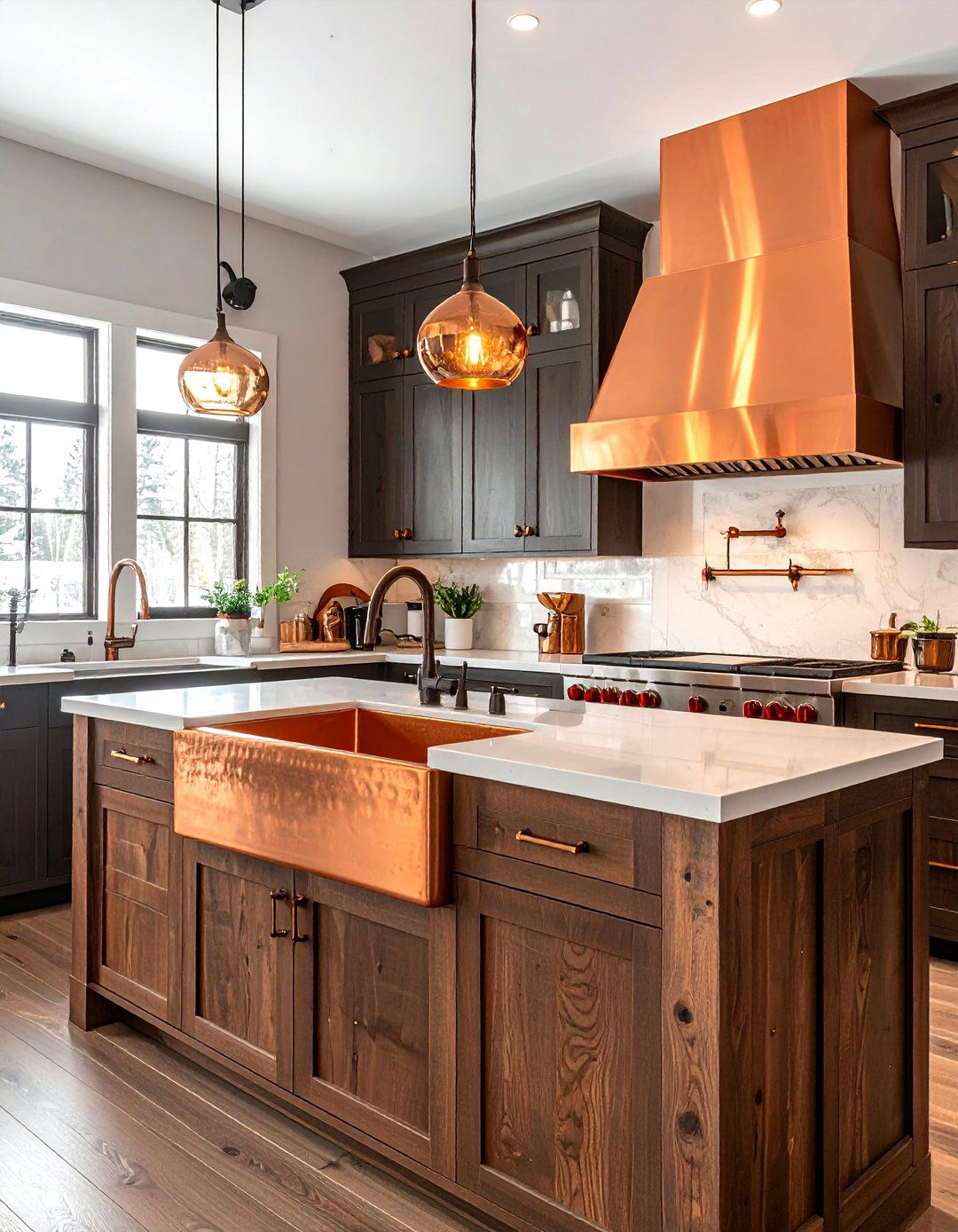 Copper Accent Cabin Kitchen - 30 cabin decor ideas