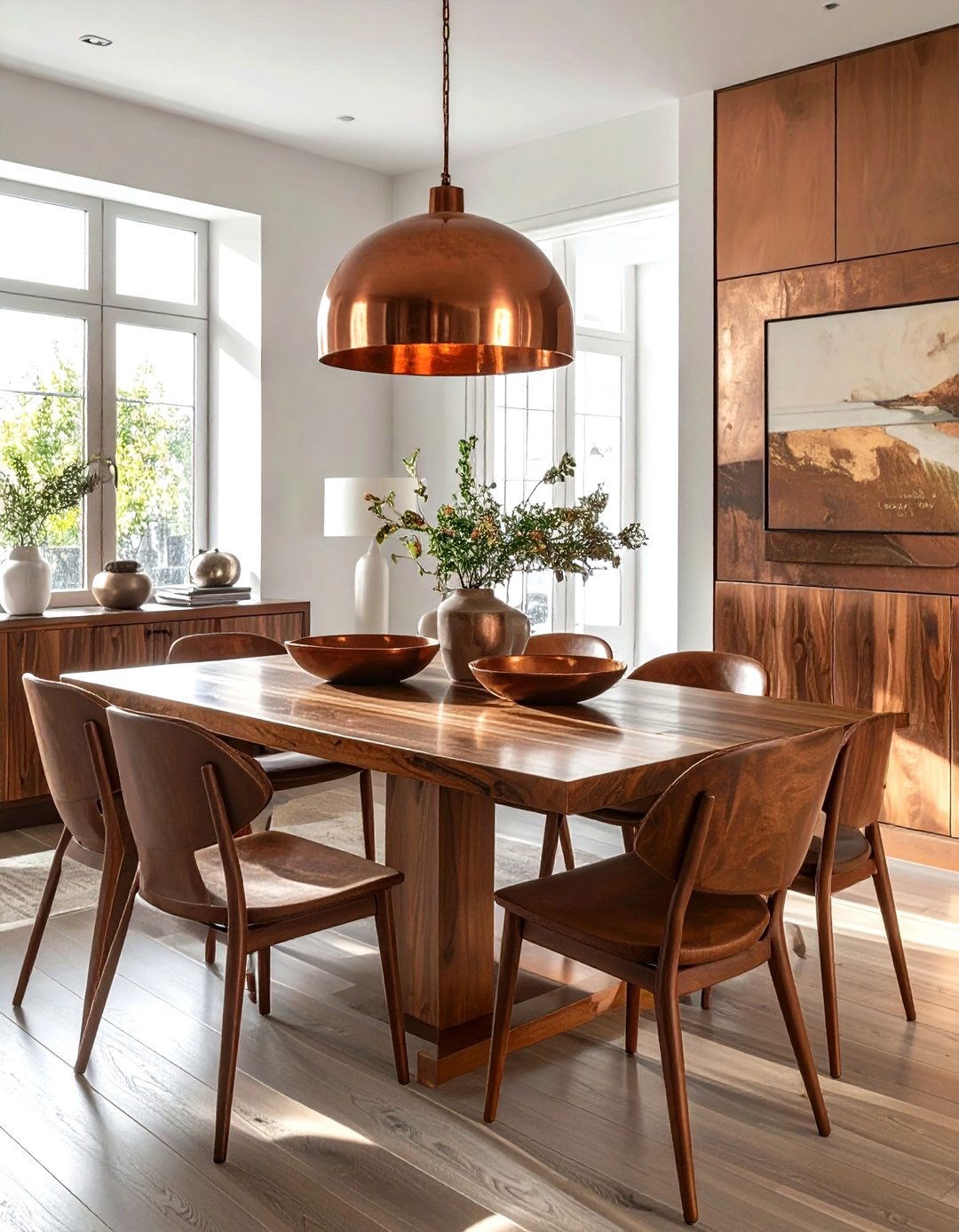 Copper And Brown - 30 brown dining room ideas