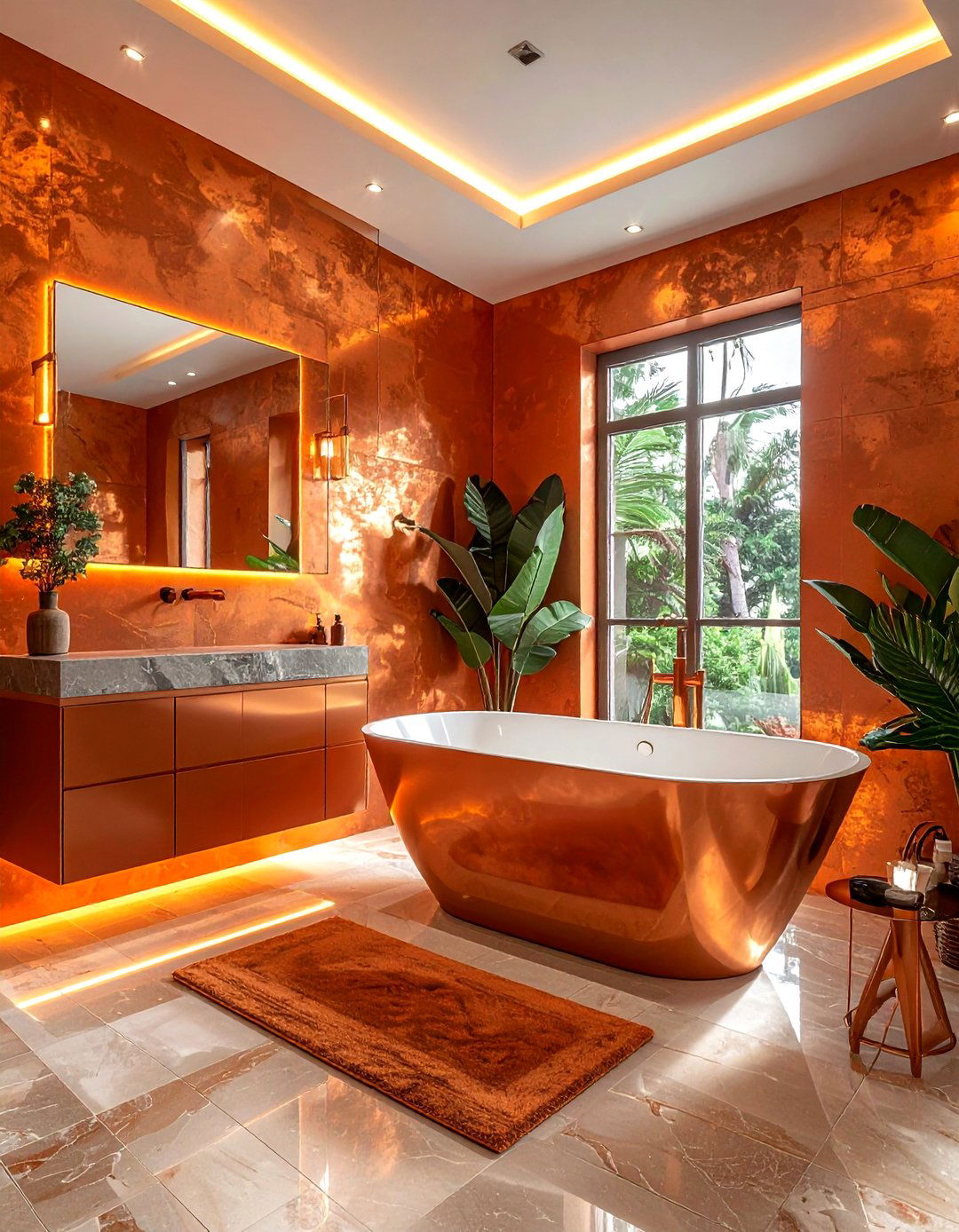 Copper And Burnt Orange Bathroom - 30 orange bathroom ideas