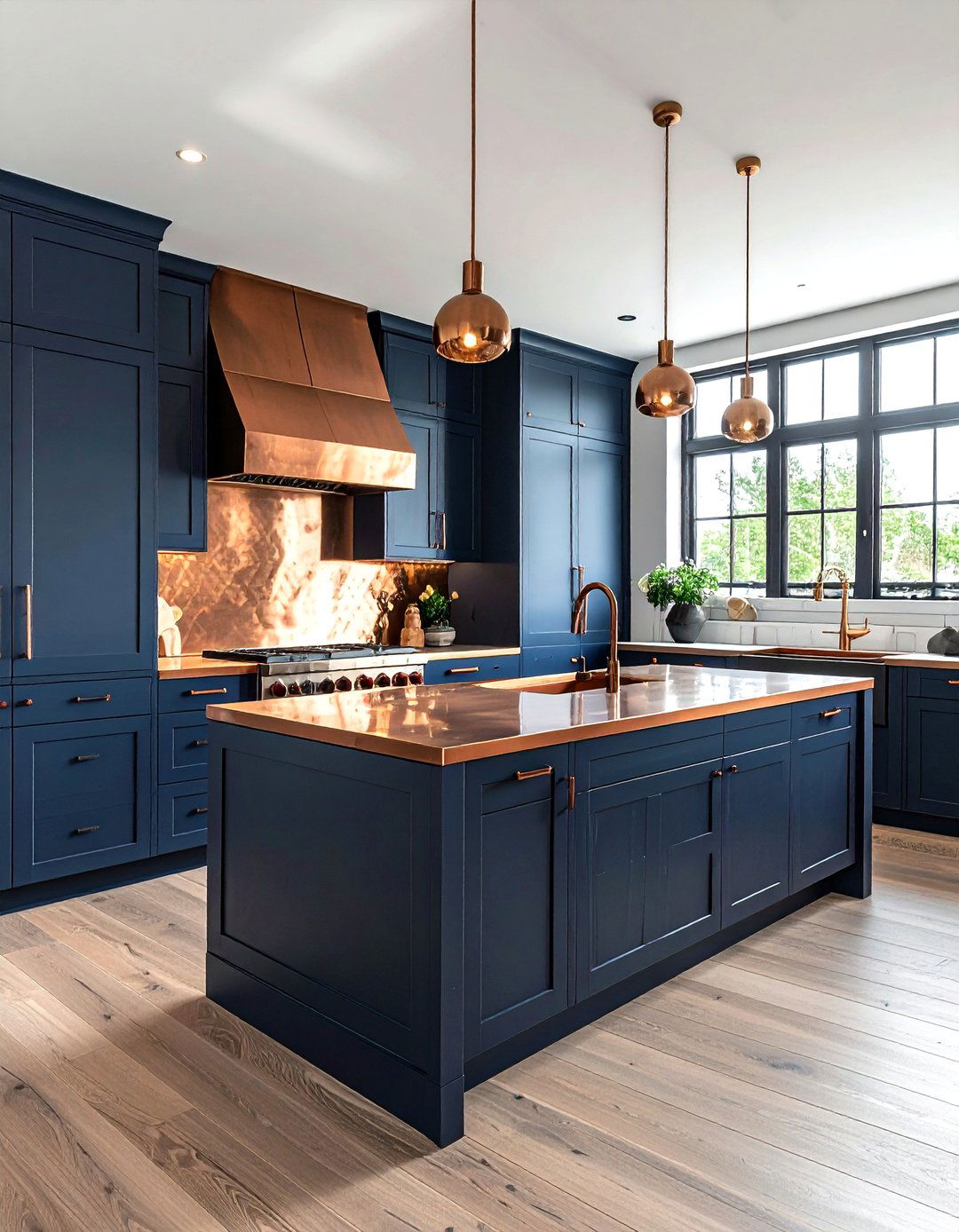 Copper And Navy Industrial Kitchen - 30 two-tone kitchen ideas