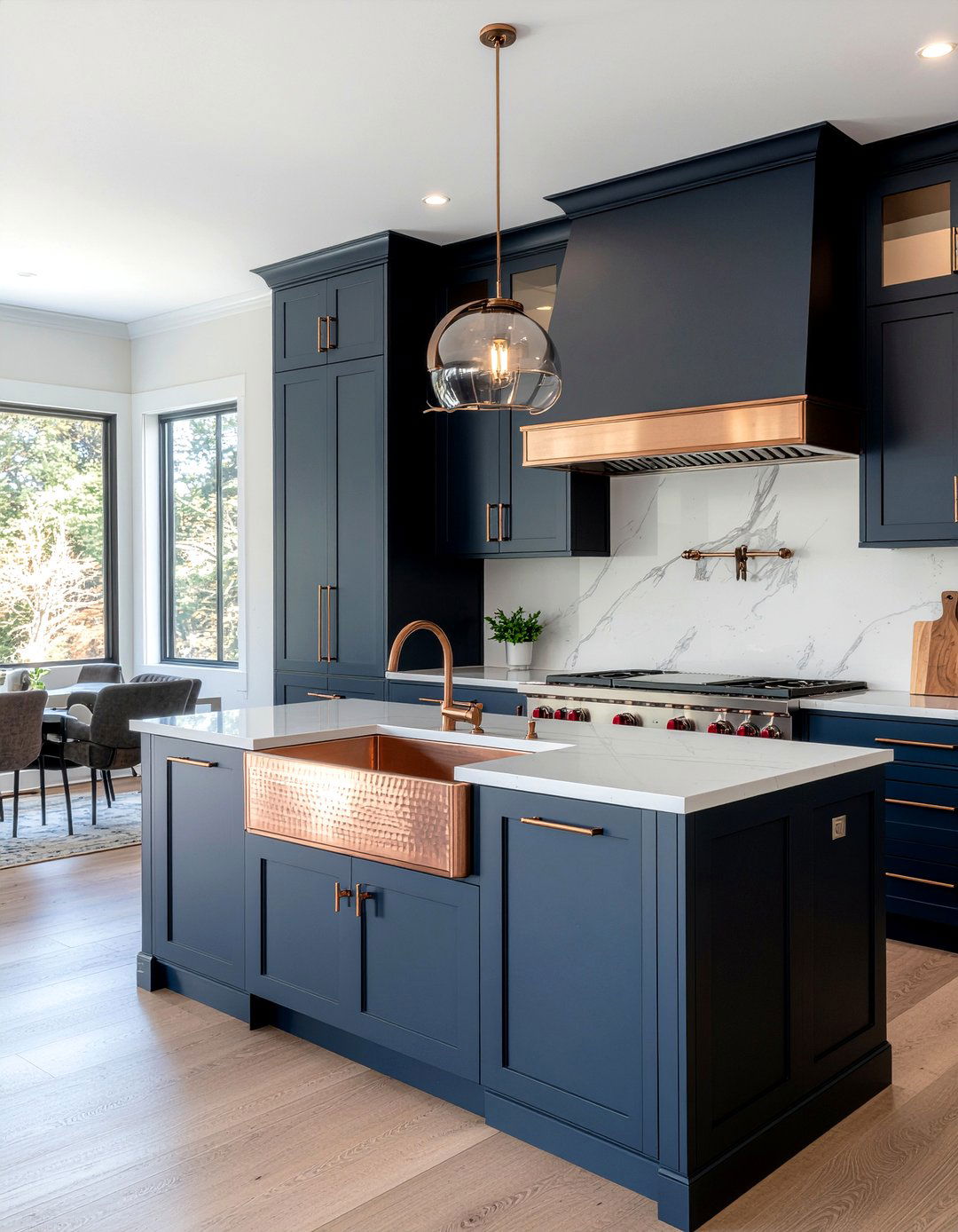 Copper And Navy Kitchen - 30 kitchen material mixing ideas