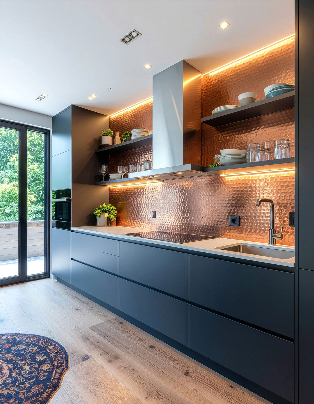 Copper Backsplash Wall - 30 kitchen feature wall ideas