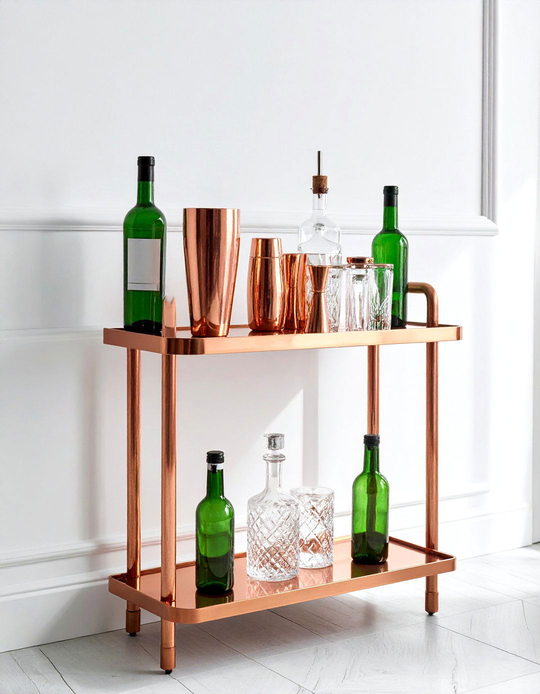 Copper Bar Cart - 30 copper accent dining room ideas
