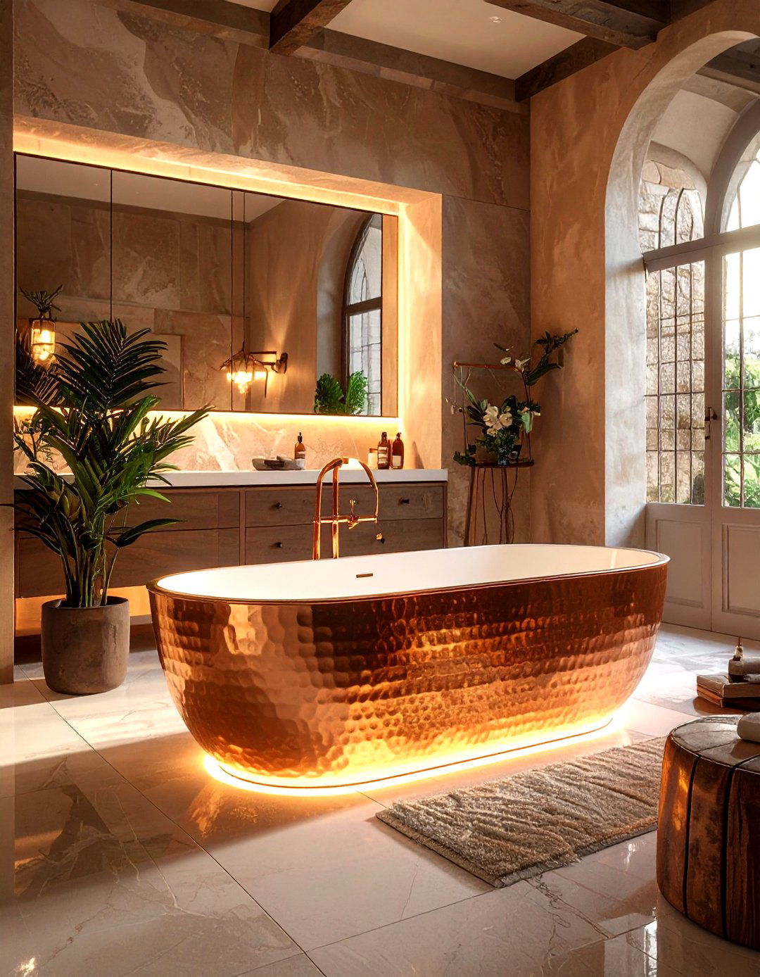 Copper Bathtub - 30 Tuscan bathroom ideas