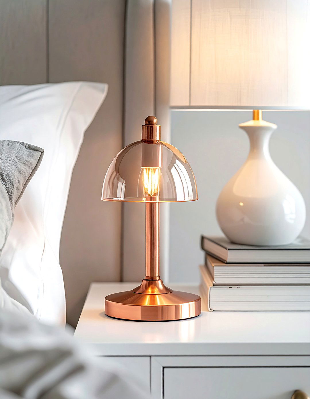 Copper Bedside Lamp - 30 copper accent ideas