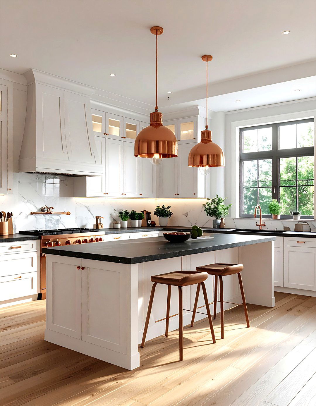 Copper Bell Pendant - 30 pendant light kitchen island ideas