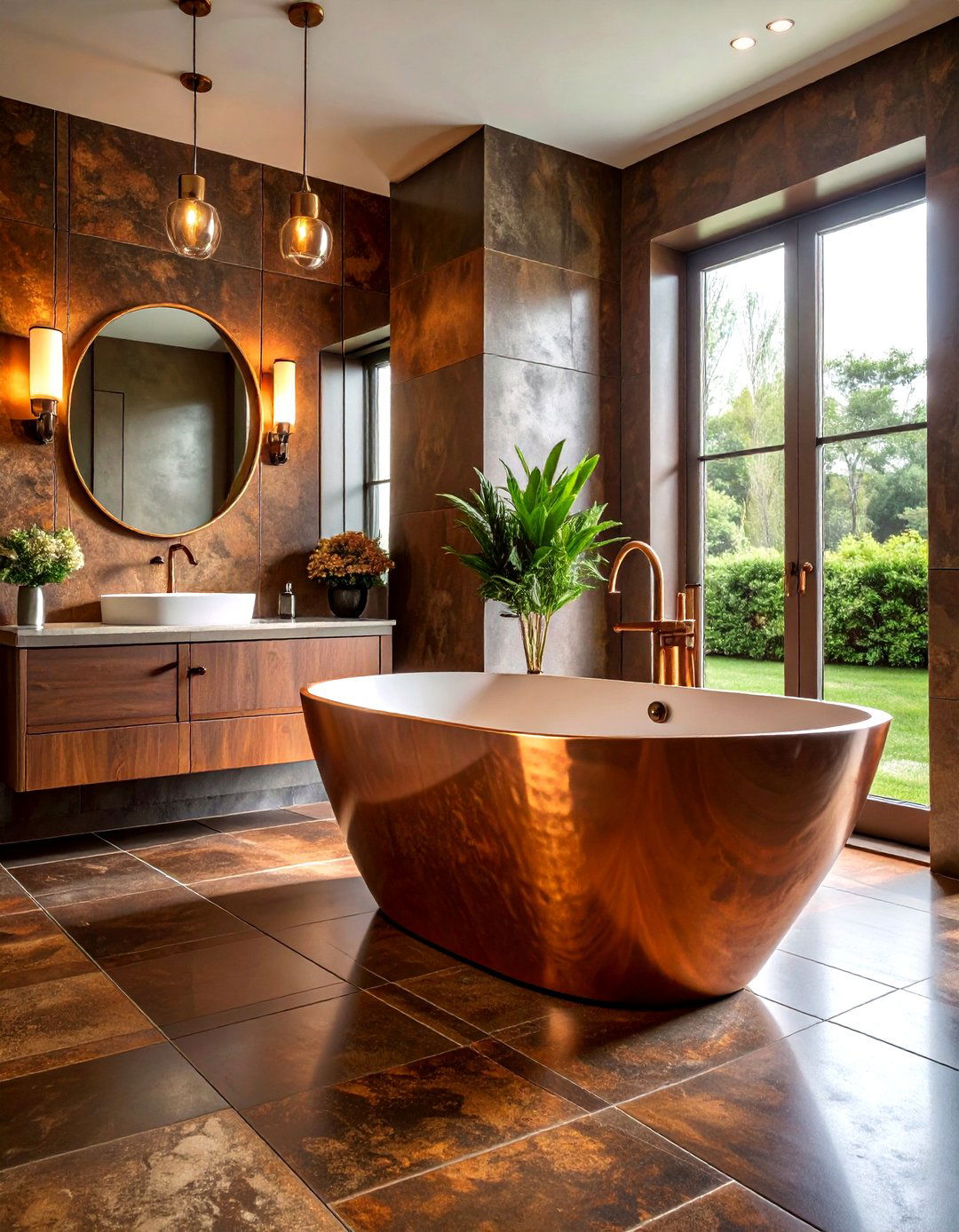 Copper Brown Bathroom - 30 warm brown bathroom ideas