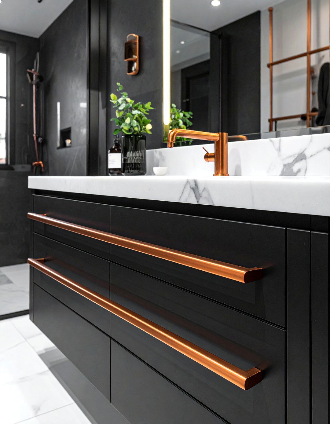 Copper Cabinet Pulls - 30 copper bathroom ideas