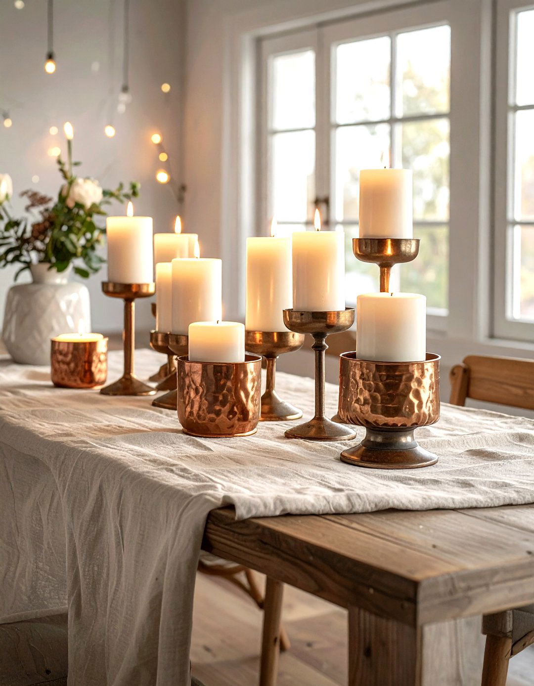 Copper Candle Holder - 30 copper accent dining room ideas