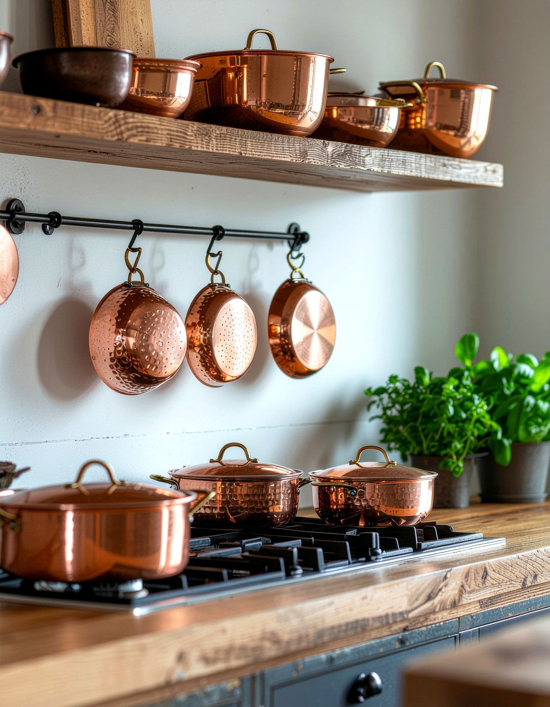 Copper Cookware Accents - 30 layered kitchen ideas