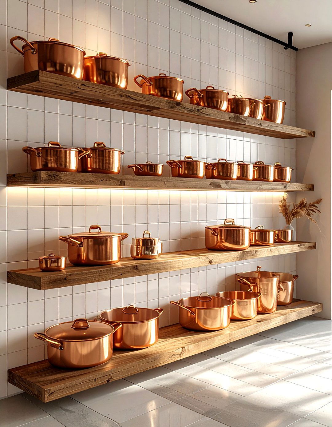 Copper Cookware Display - 30 kitchen refresh ideas