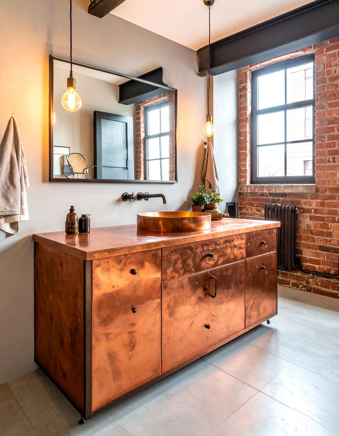 Copper Countertop - 30 bathroom vanity countertop ideas