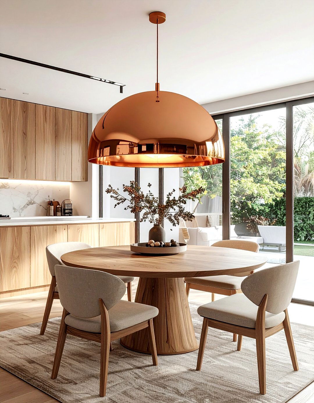 Copper Dining Light - 30 copper accent kitchen ideas