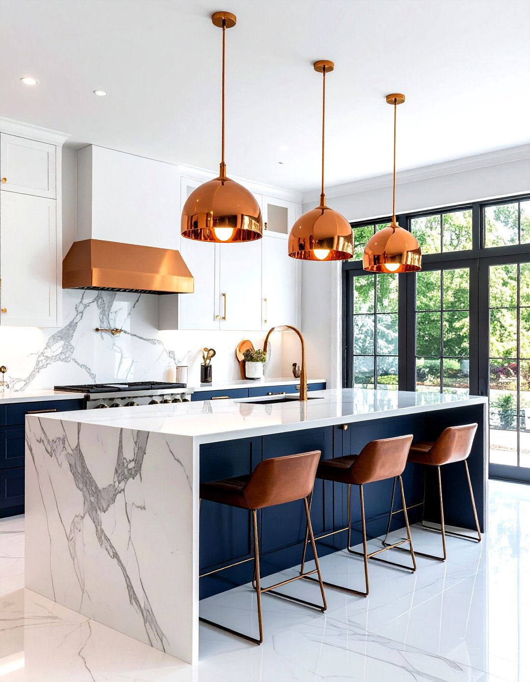 Copper Dome Island Light - 30 industrial pendant kitchen ideas