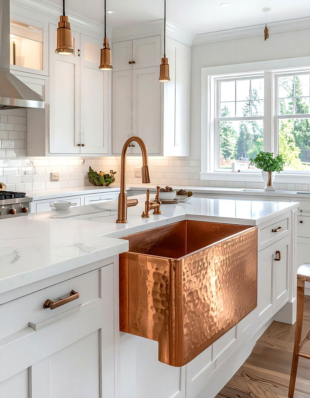 Copper Farmhouse Sink - 30 copper accent kitchen ideas