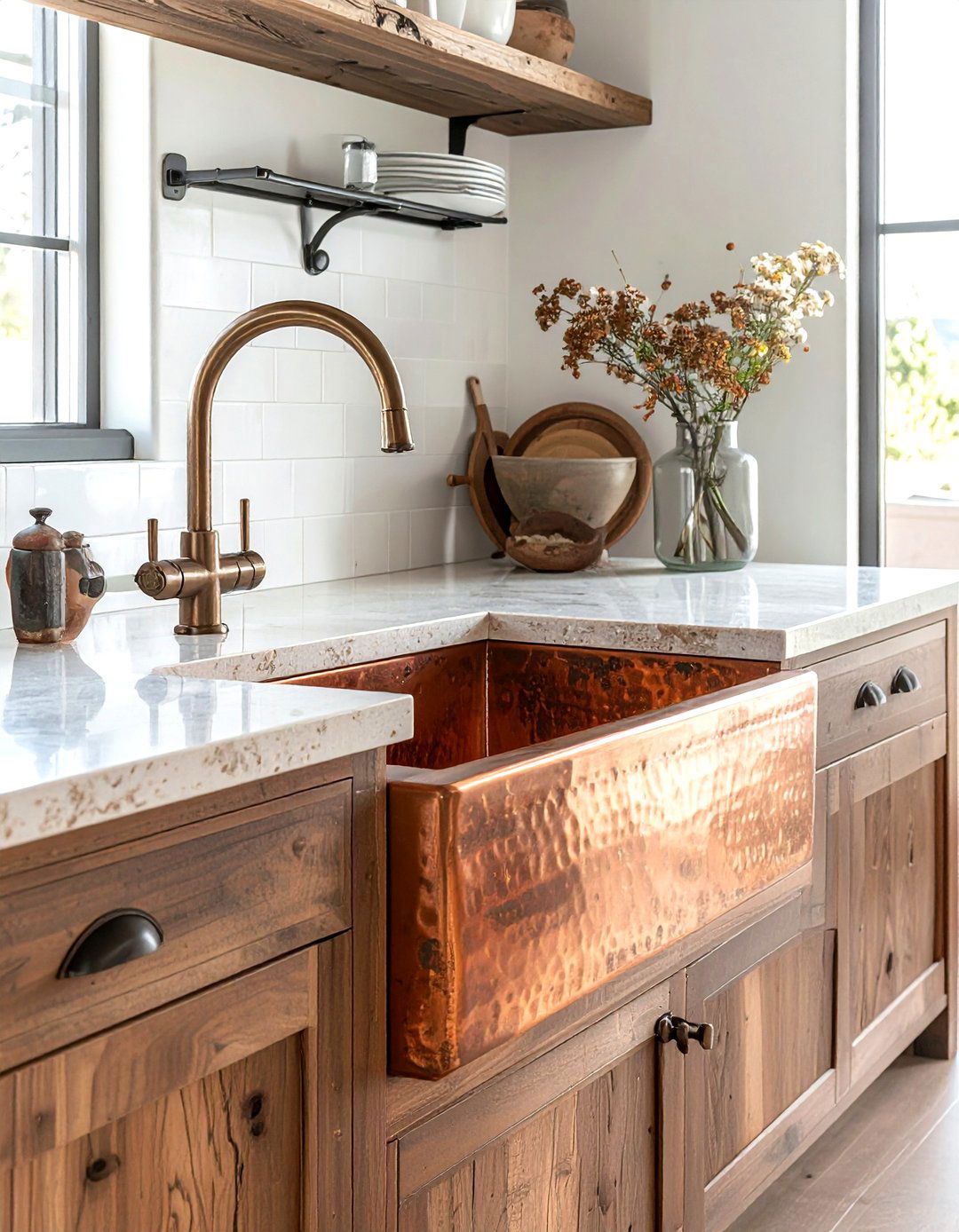 Copper Farmhouse Sink - 30 Southwestern kitchen ideas