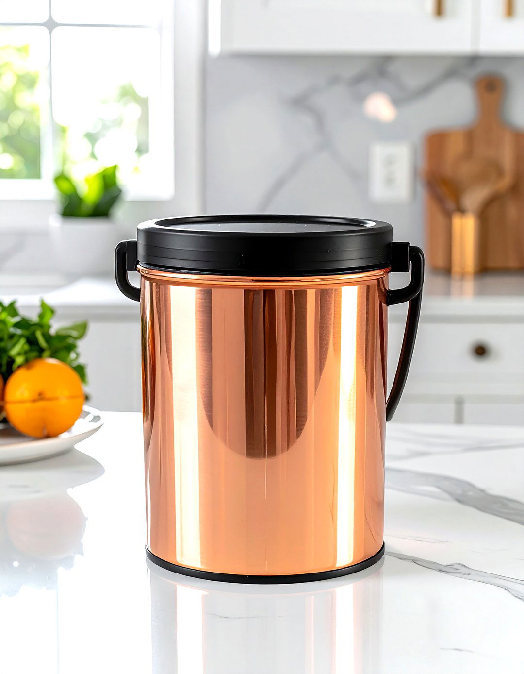 Copper Finish Compost Pail - 30 compost bin kitchen ideas