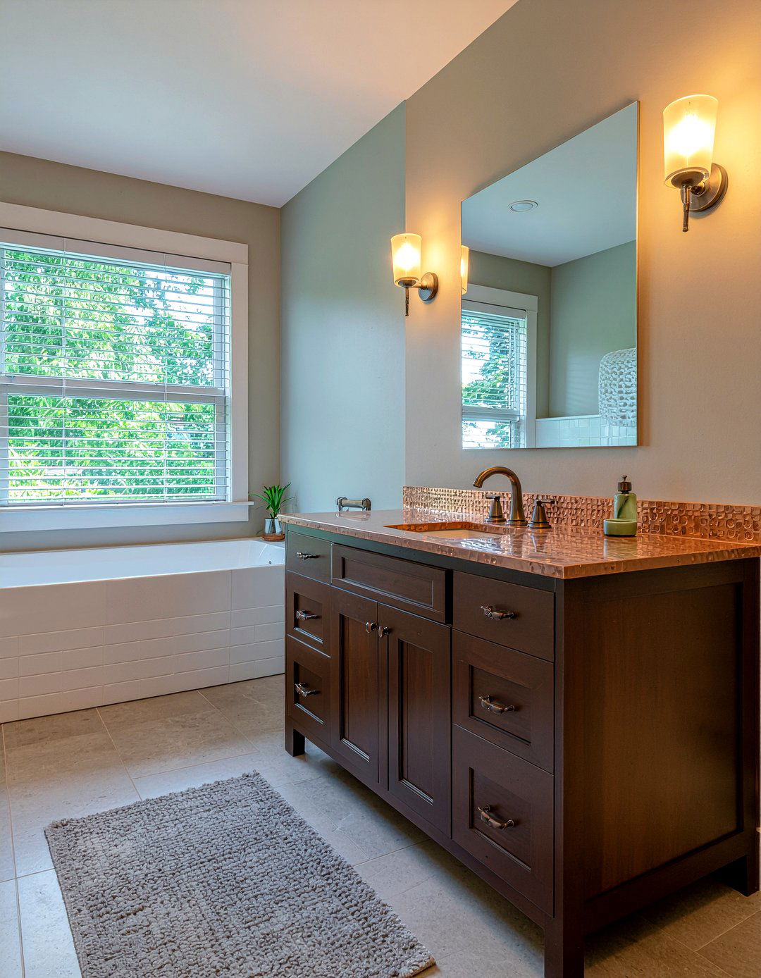 Copper Finish Laminate - 30 laminate bathroom countertop ideas