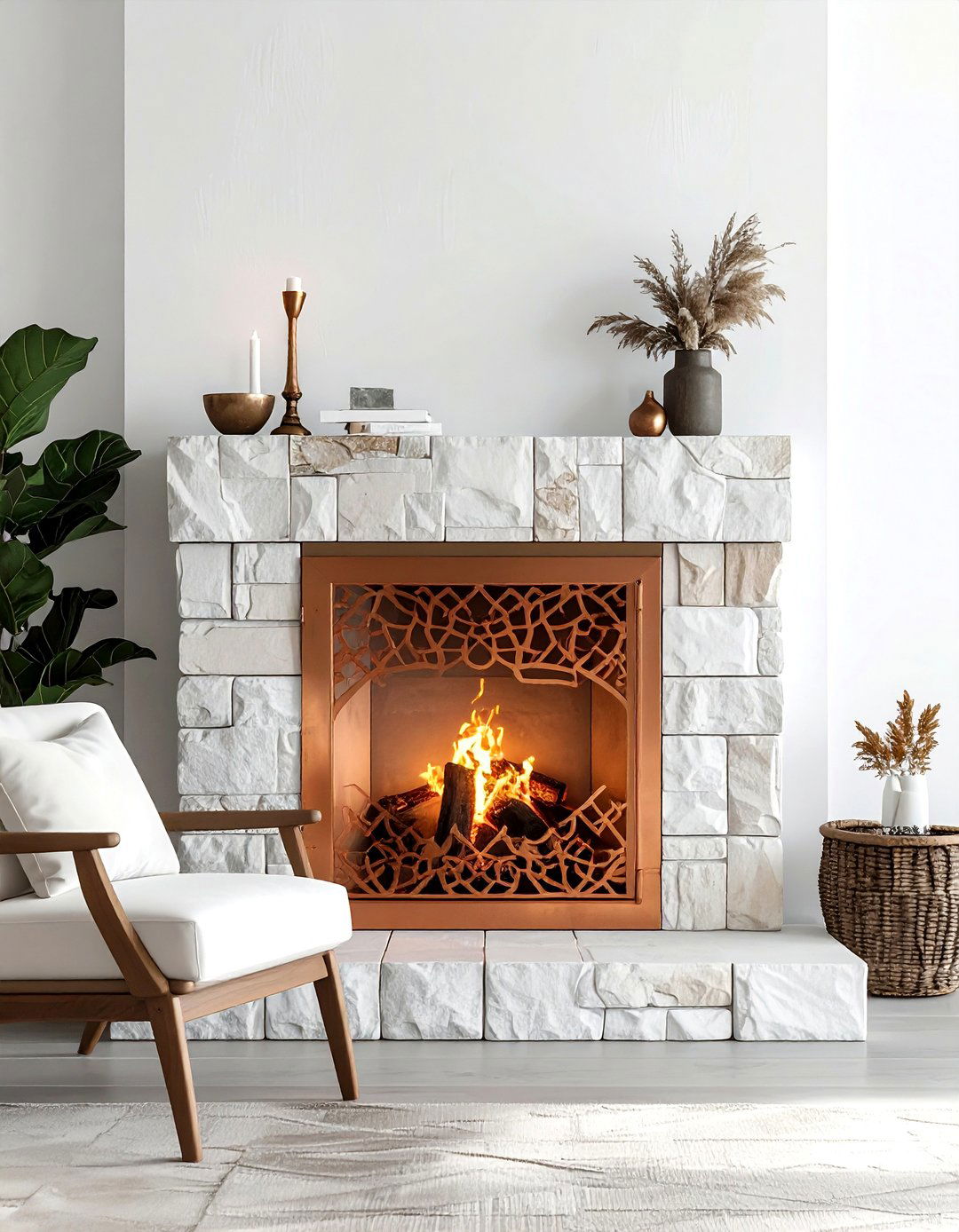 Copper Fireplace Screen - 30 copper accent ideas