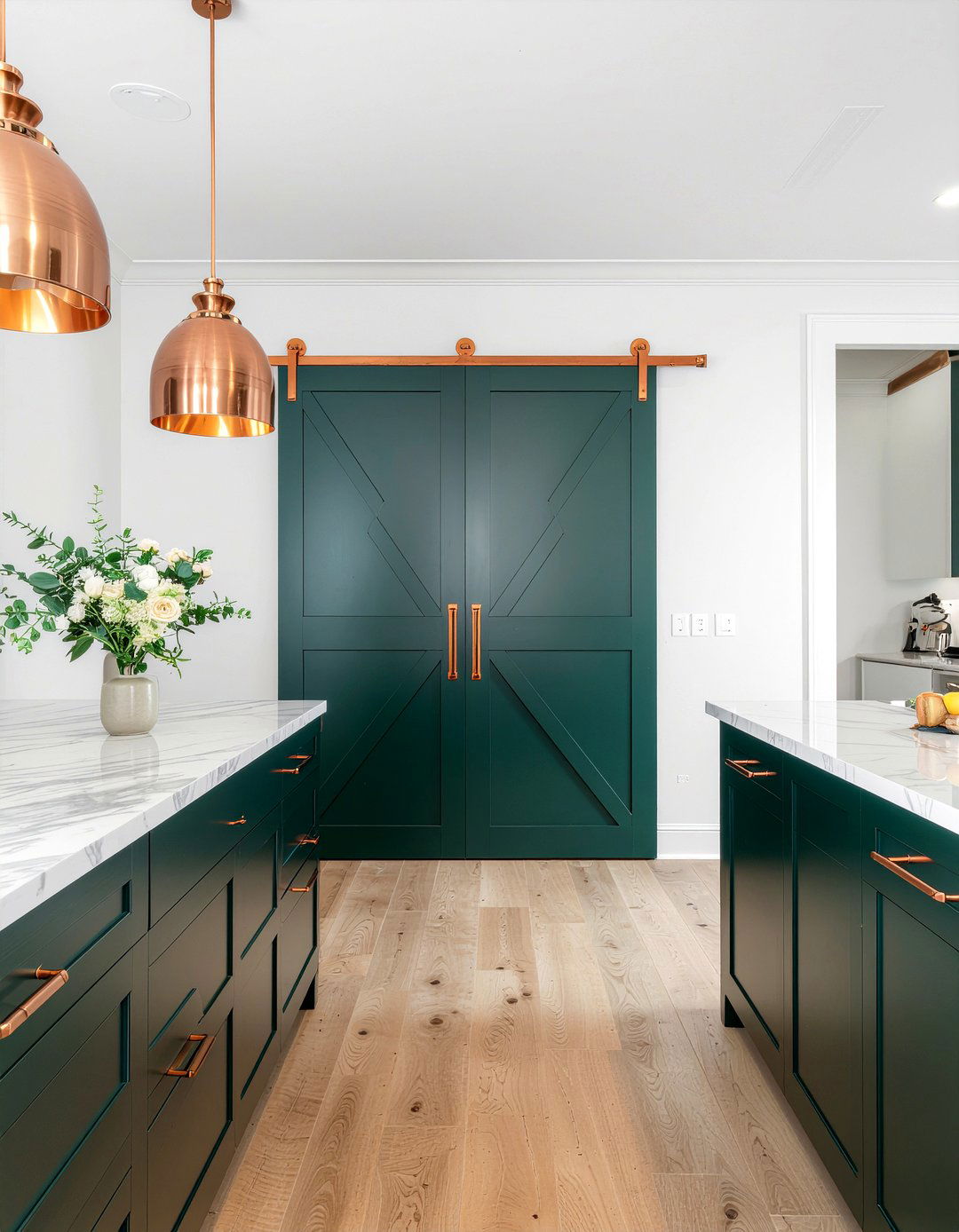 Copper Hardware Barn Door - 30 kitchen barn door ideas