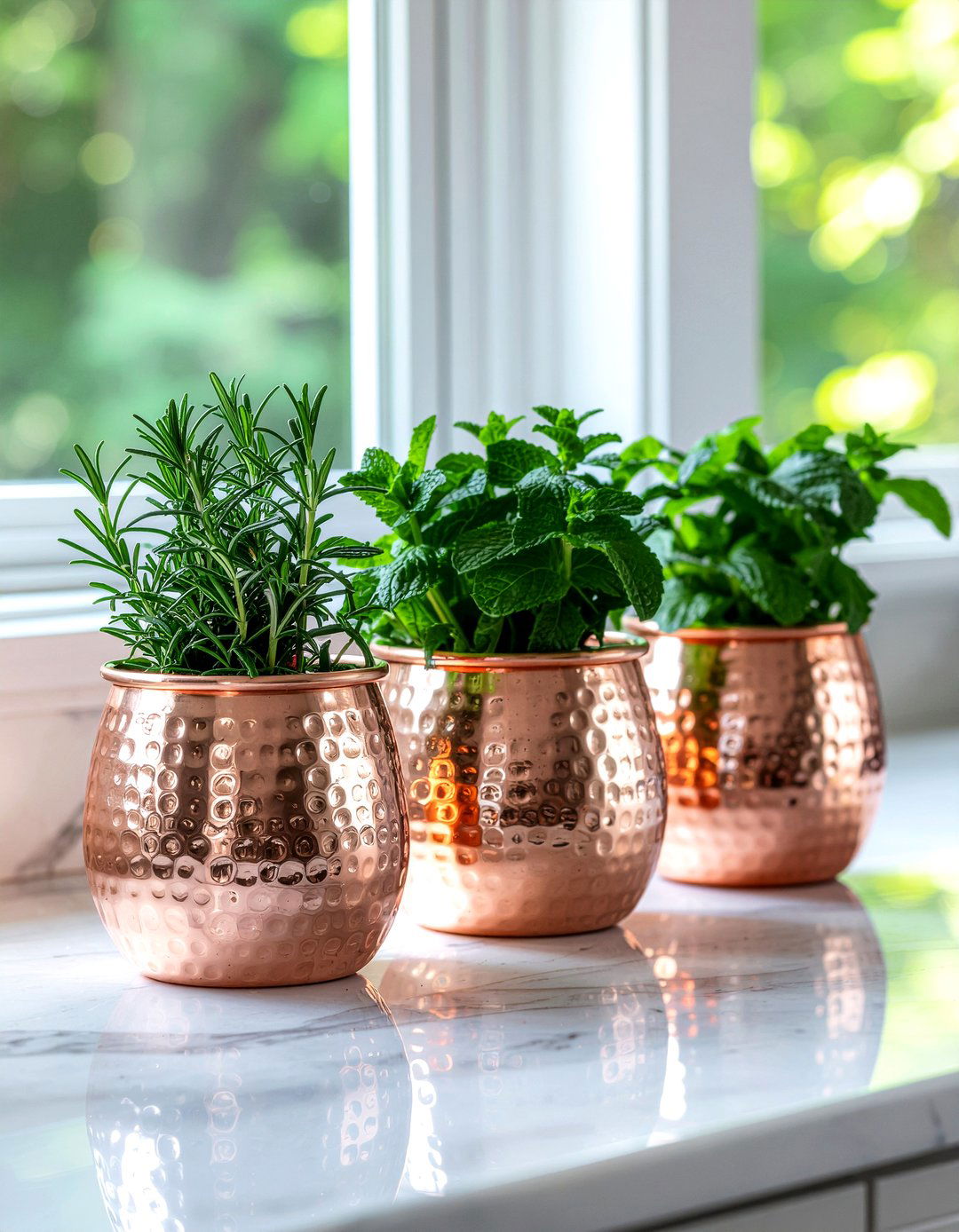 Copper Herb Pots - 30 indoor herb garden kitchen ideas