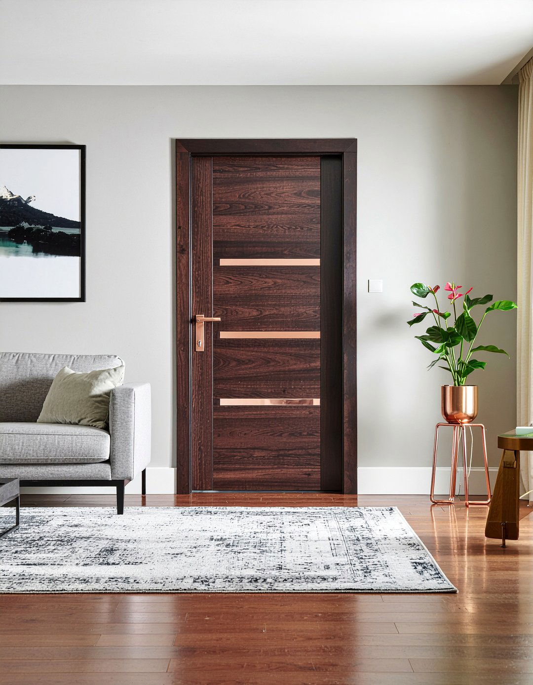 Copper Inlay Door - 30 living room door designs