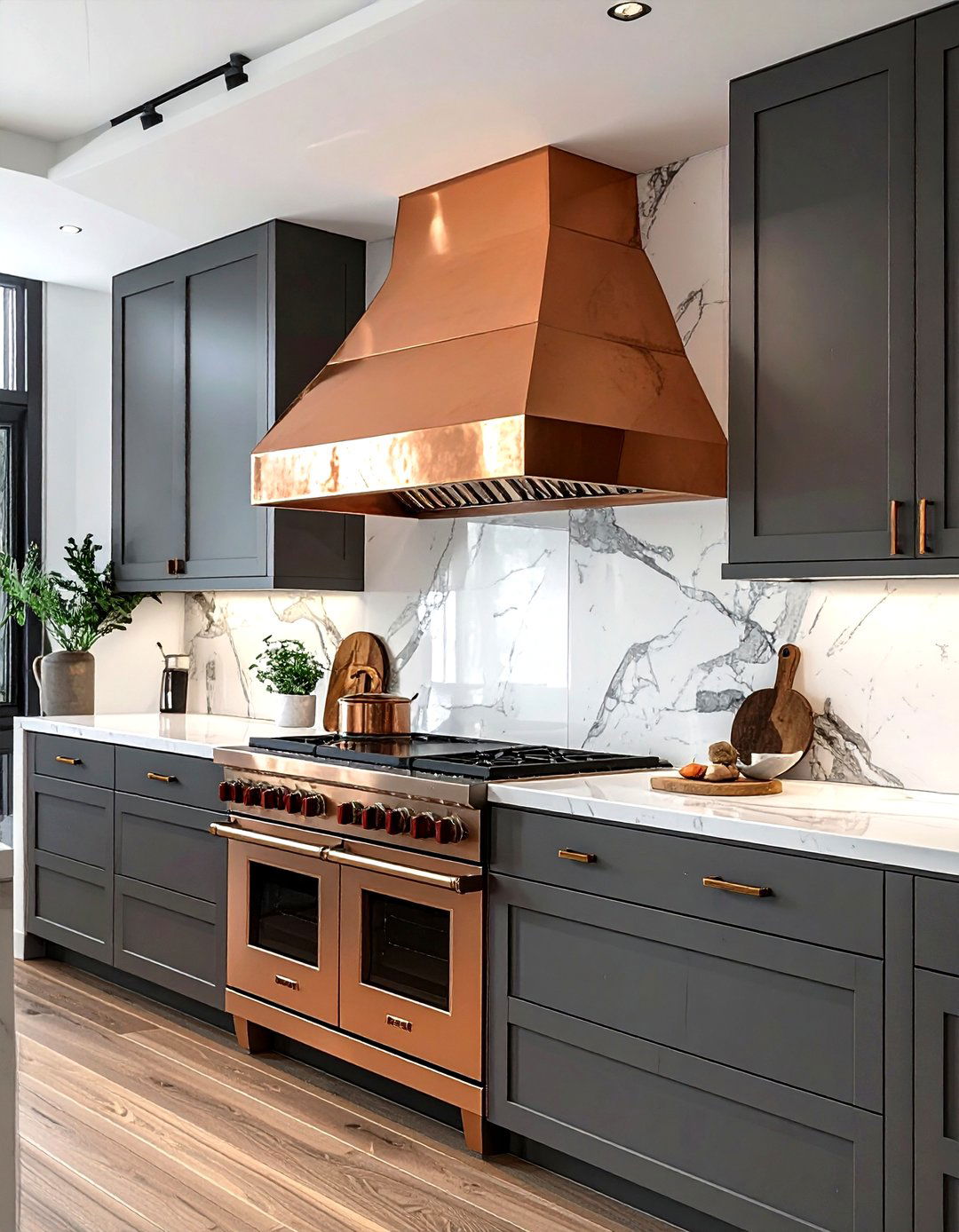 Copper Kitchen Hood - 30 kitchen accent color ideas