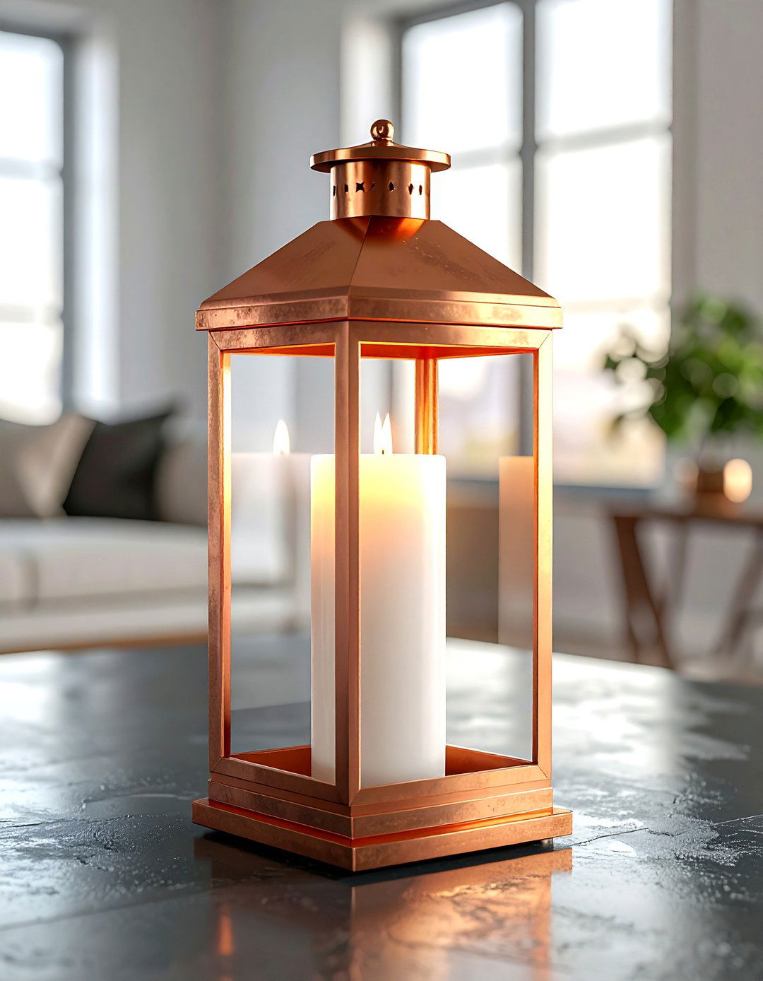 Copper Lantern Centerpiece - 30 elaborate centerpiece dining ideas