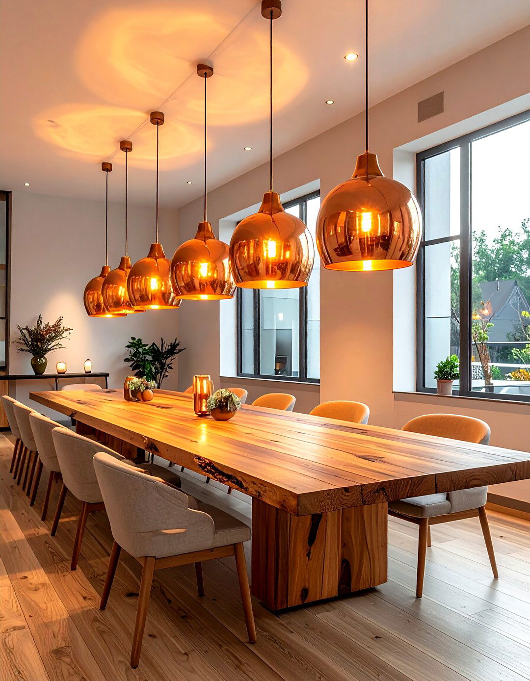 Copper Lantern Lighting - 30 woodland dining room ideas