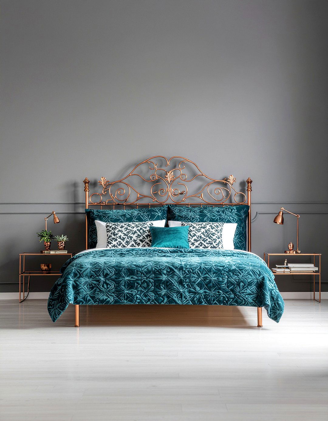 Copper Metal Headboard - 30 bedroom metal headboards