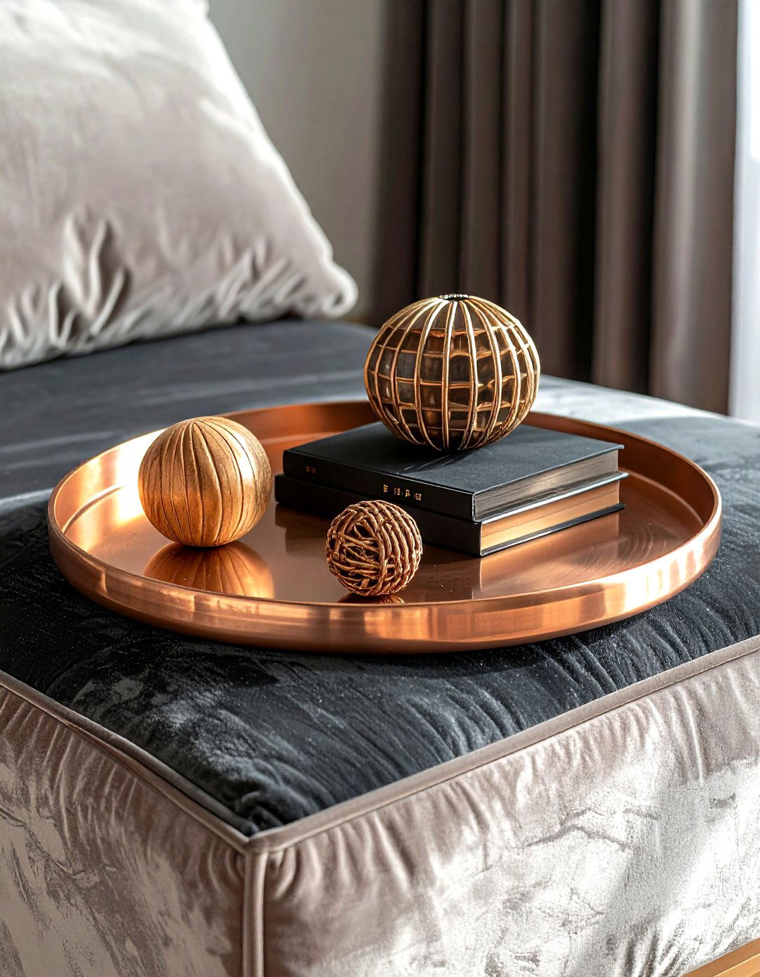 Copper Metal Tray - 30 ottoman tray ideas