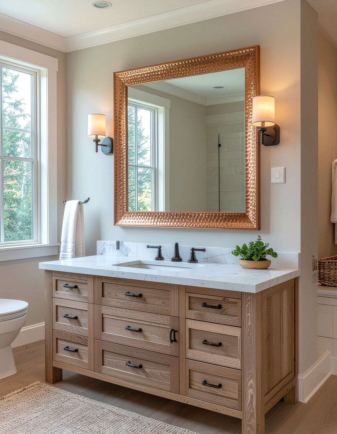 Copper Mirror Frame - 30 rust bathroom ideas