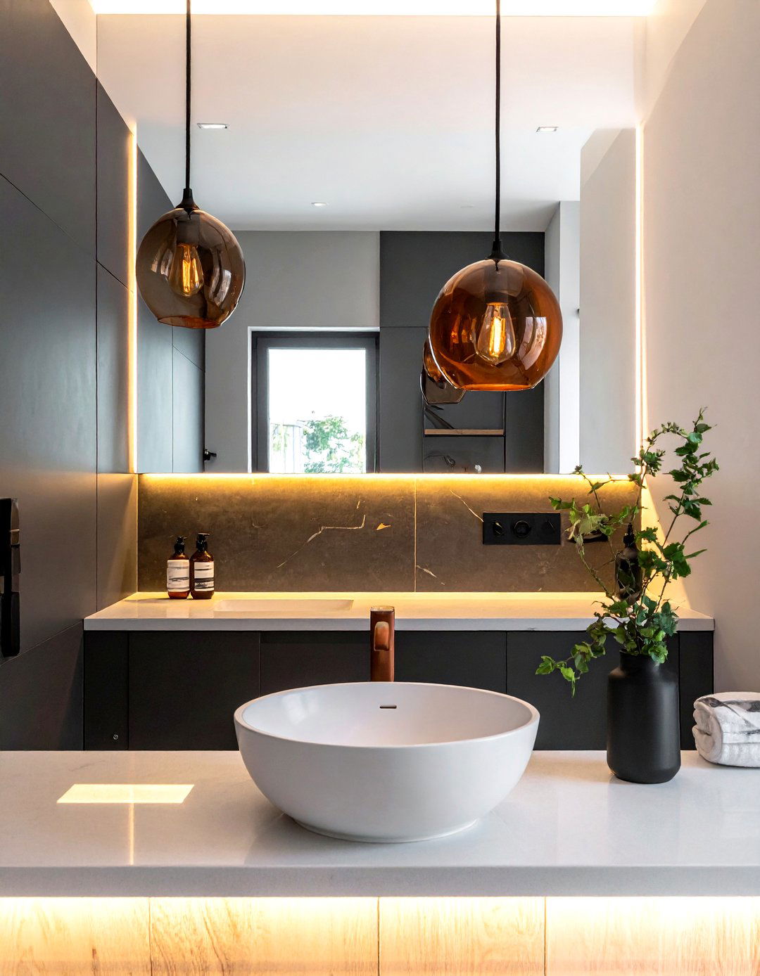 Copper Pendant Light - 30 copper bathroom ideas