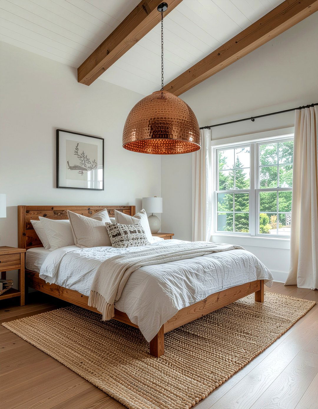 Copper Pendant Light - 30 metal accent bedroom ideas
