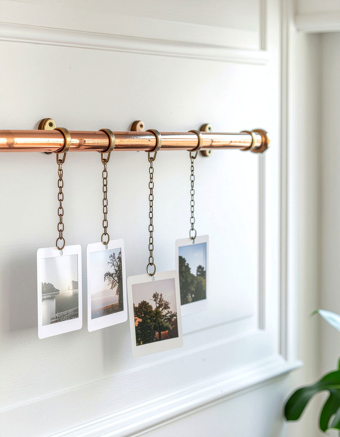 Copper Pipe Photo Hanger - 30 family photo decor ideas