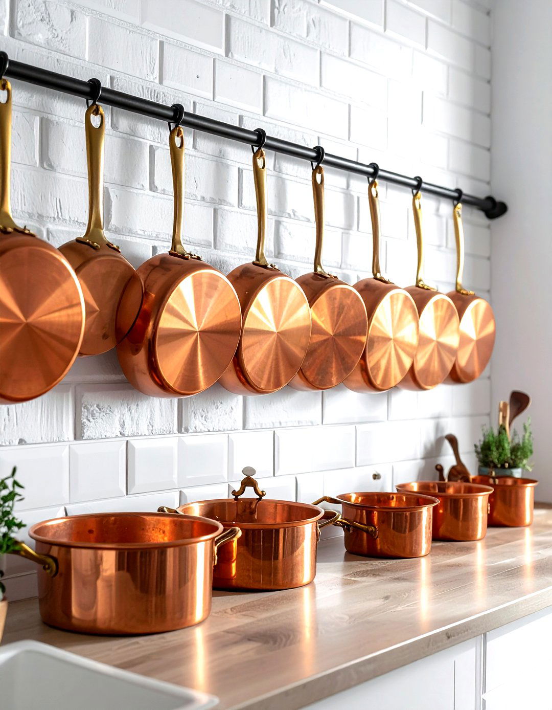 Copper Pot Rack Wall - 30 French country kitchen ideas