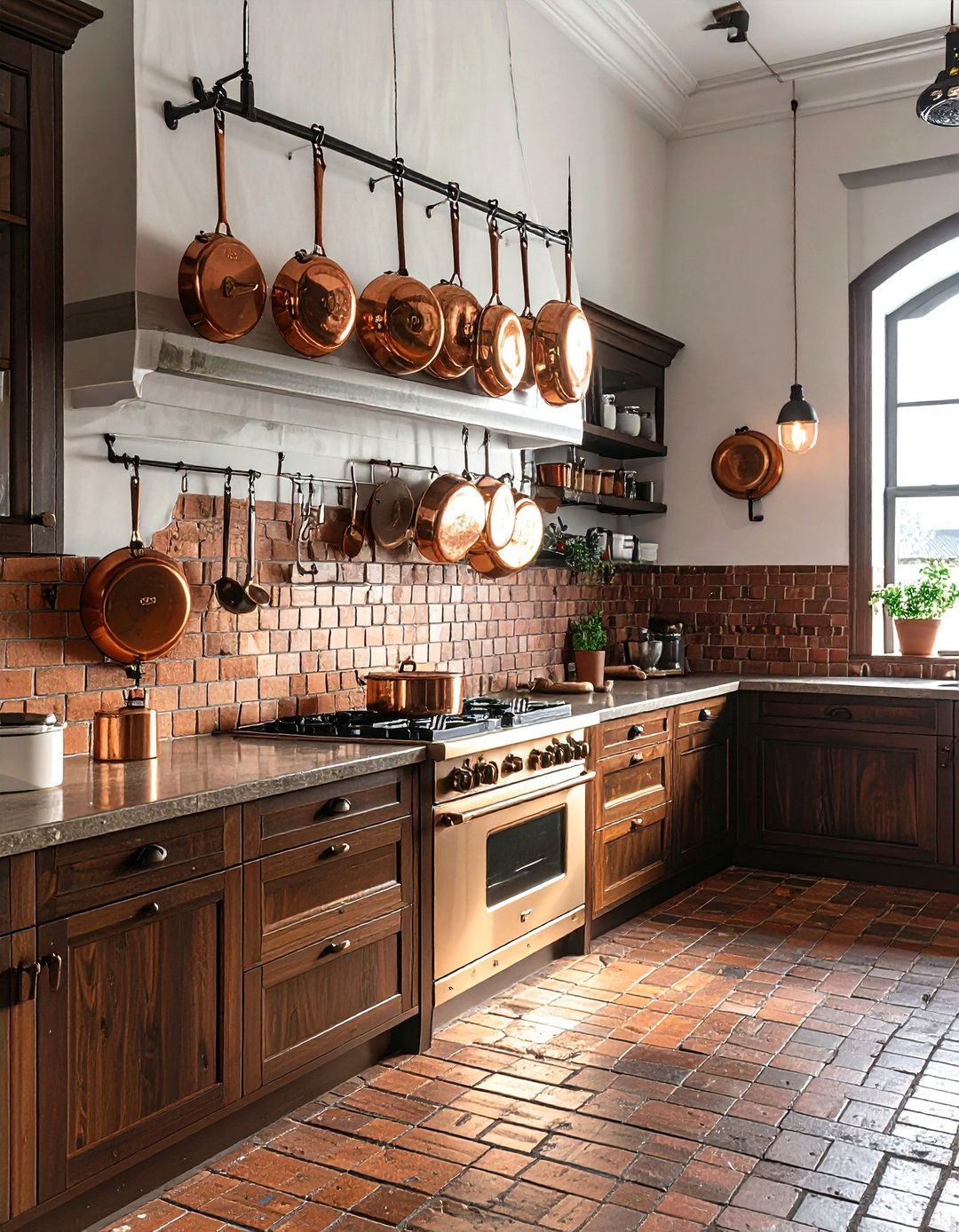 Copper Pot Racks - 30 colonial kitchen ideas