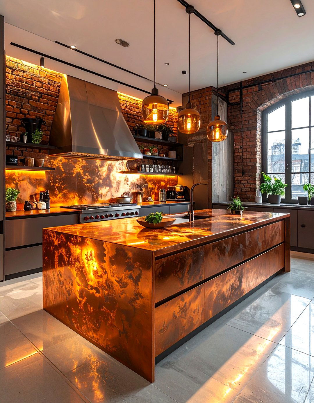 Copper Sheet Countertop - 30 DIY kitchen countertop ideas