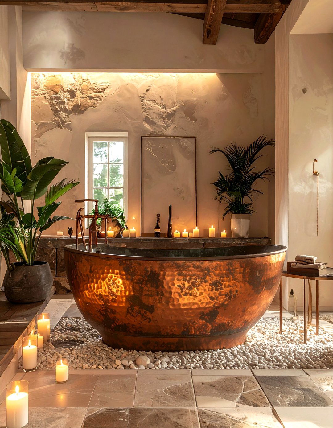 Copper Soaking Tub - 30 bungalow bathroom ideas
