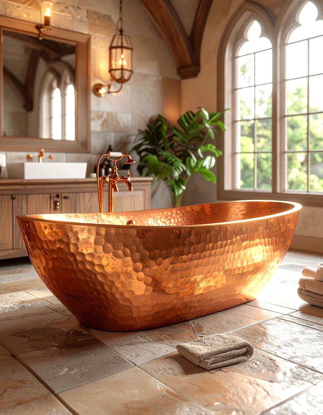 Copper Soaking Tub - 30 Tudor bathroom ideas
