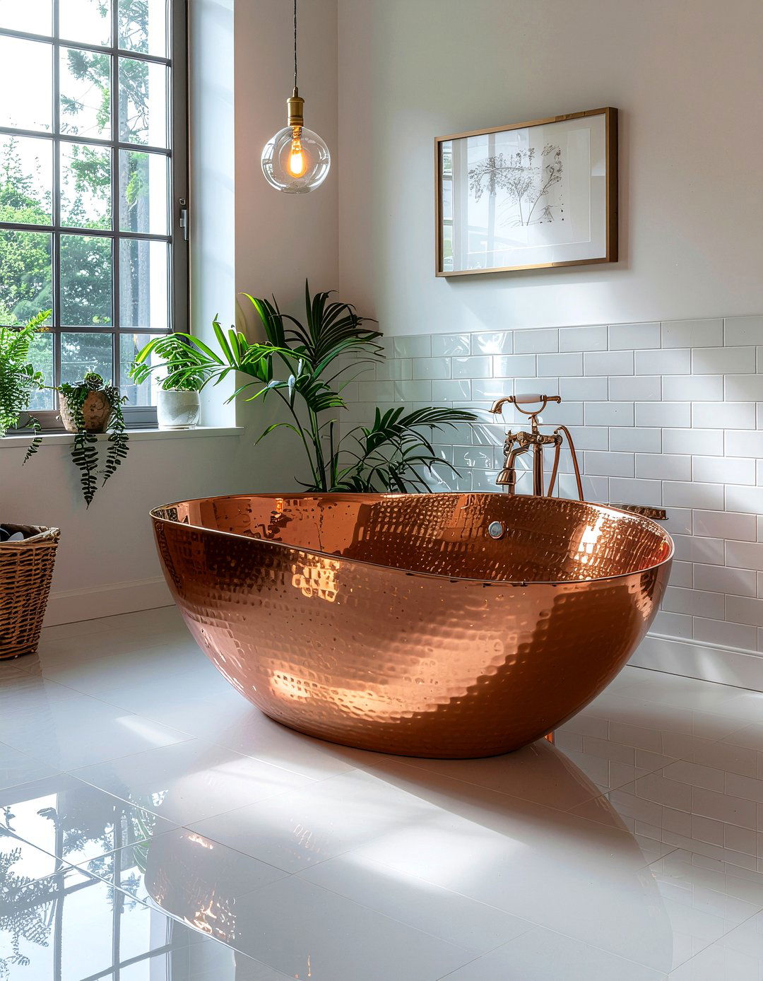Copper Soaking Tub - 30 rustic modern bathroom ideas