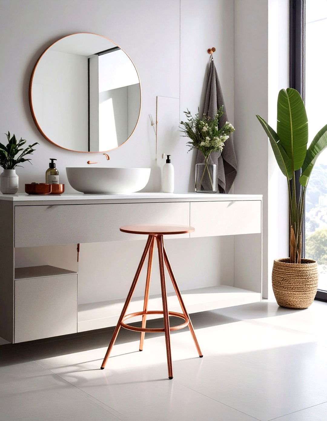Copper Stool - 30 copper bathroom ideas