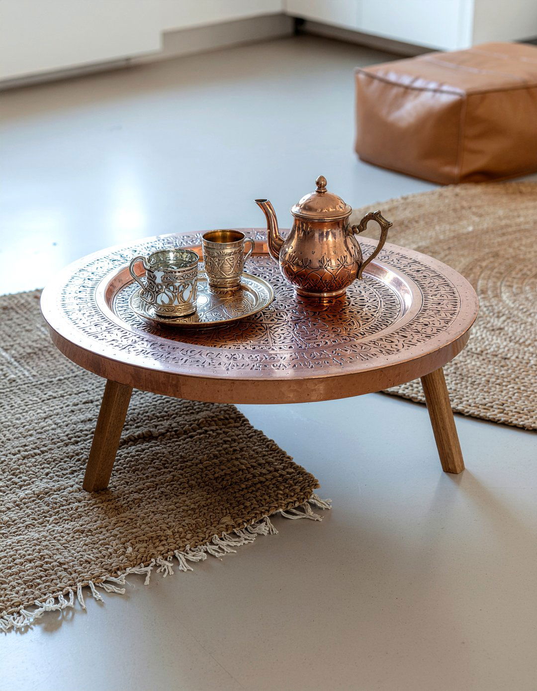 Copper Tea Table - 30 living room Moroccan furniture ideas