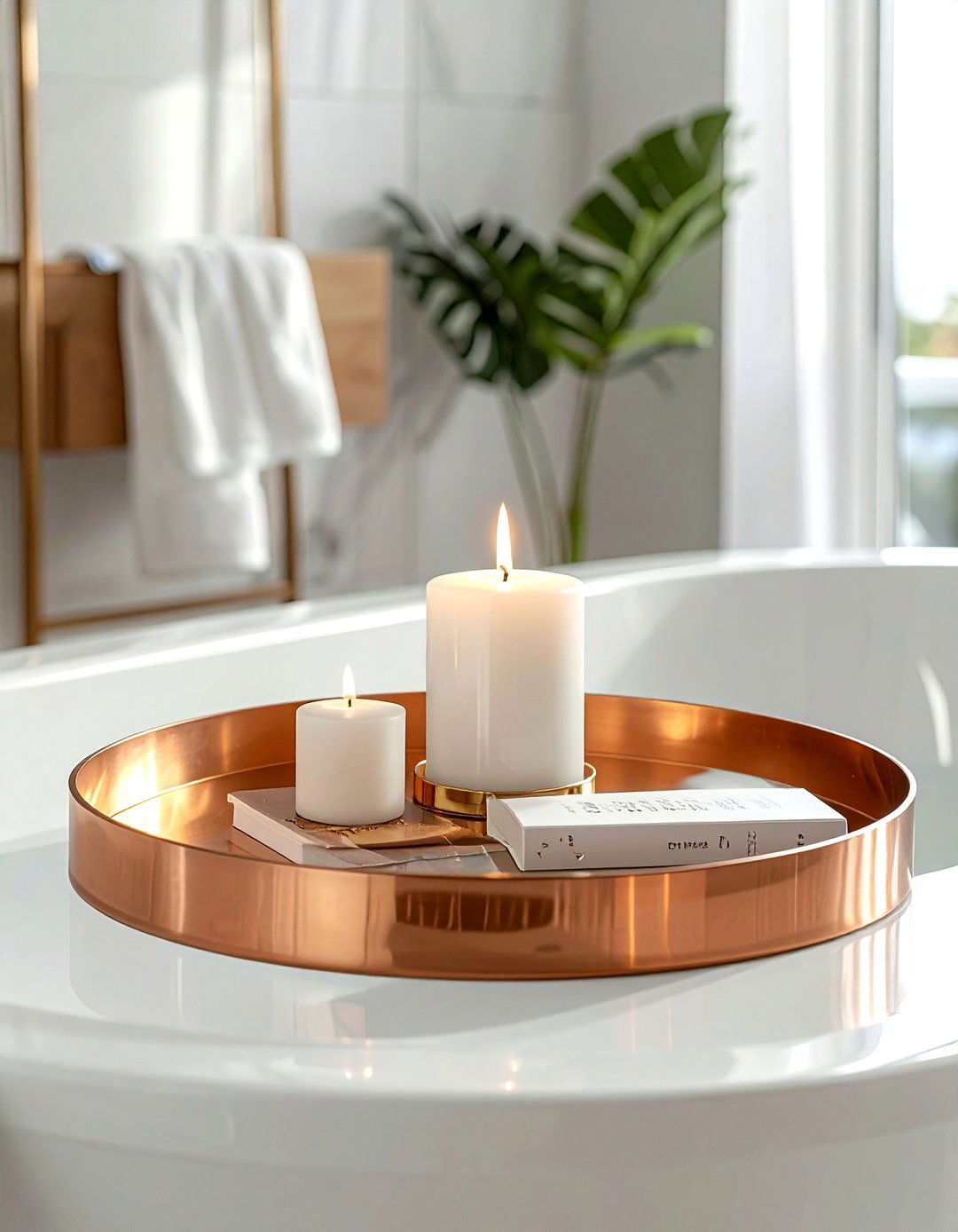 Copper Tub Tray - 30 copper bathroom ideas